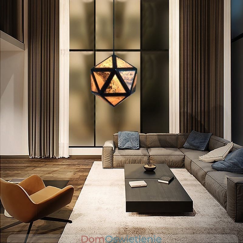 Geometryczna lampa wisząca w kształcie diamentu, 3D, półprzezroczysta konstrukcja