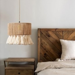 Lampa wisząca z liny konopnej, lampa sufitowa, retro, dekoracja, klosz do lampy