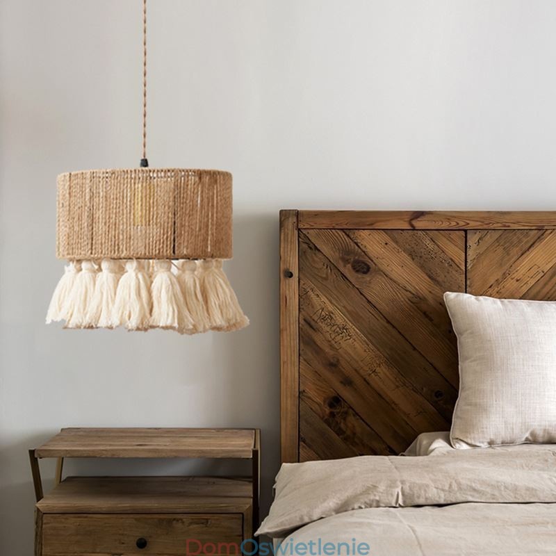 Lampa wisząca z liny konopnej, lampa sufitowa, retro, dekoracja, klosz do lampy