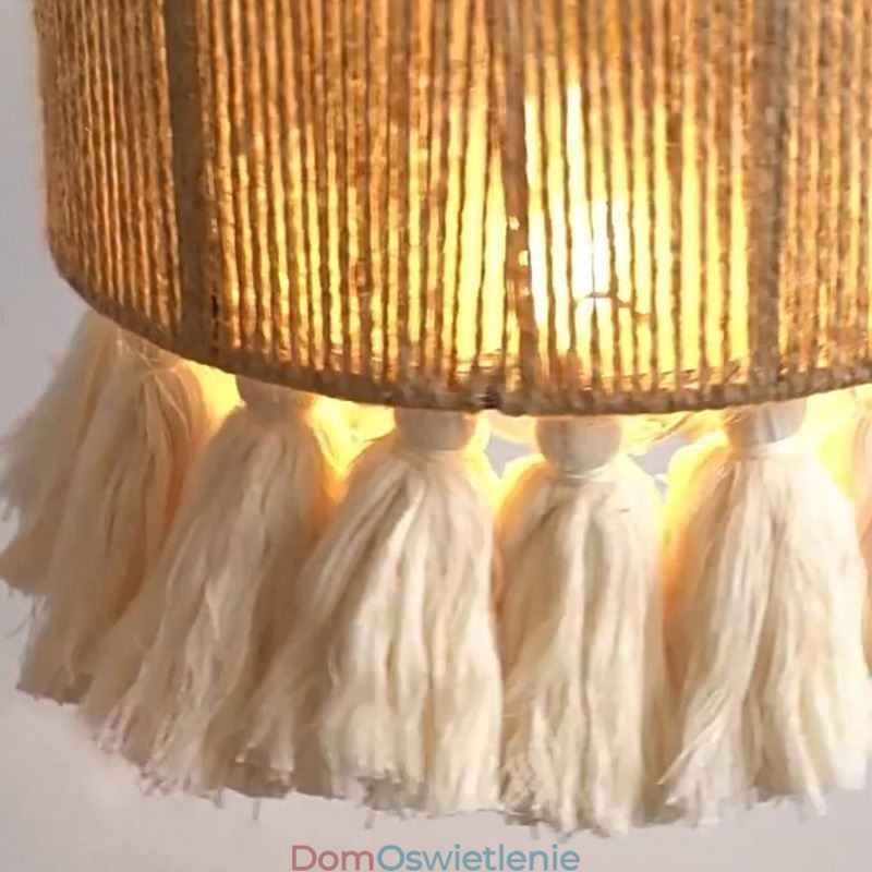 Lampa wisząca z liny konopnej, lampa sufitowa, retro, dekoracja, klosz do lampy