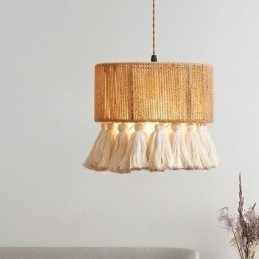 Lampa wisząca z liny konopnej, lampa sufitowa, retro, dekoracja, klosz do lampy