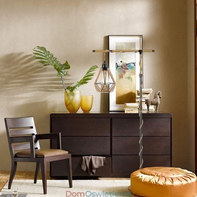 Lampa wisząca retro z konopnej liny, lampa sufitowa, 5 m, przewód wiszący