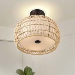 Abażur okrągły z tkaniny Paper Rope Flush Mount 32cm 3 światła