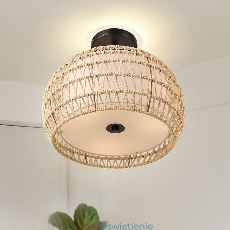 Abażur okrągły z tkaniny Paper Rope Flush Mount 32cm 3 światła