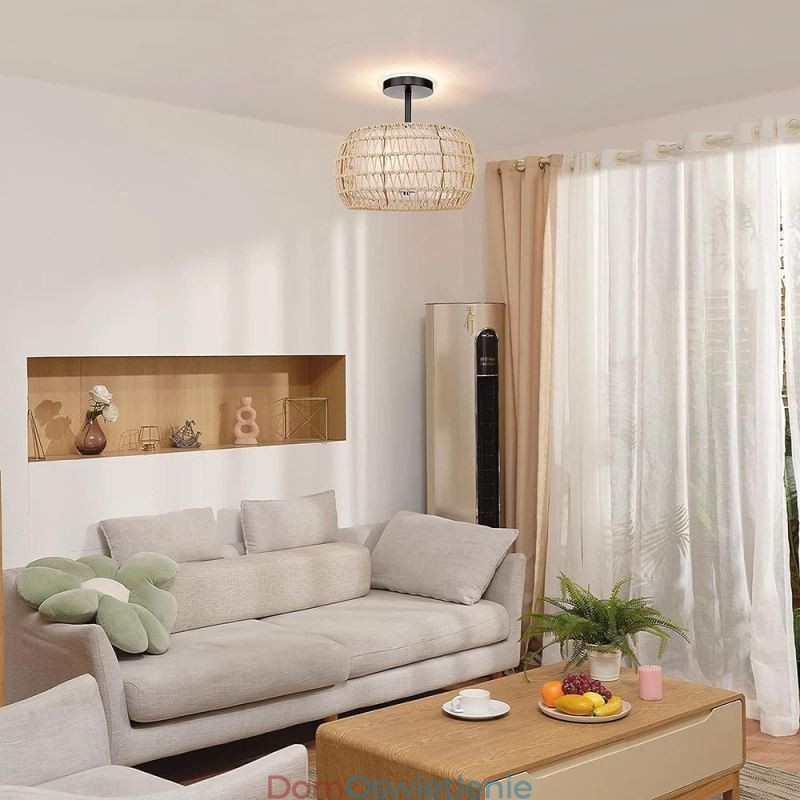 Abażur okrągły z tkaniny Paper Rope Flush Mount 32cm 3 światła