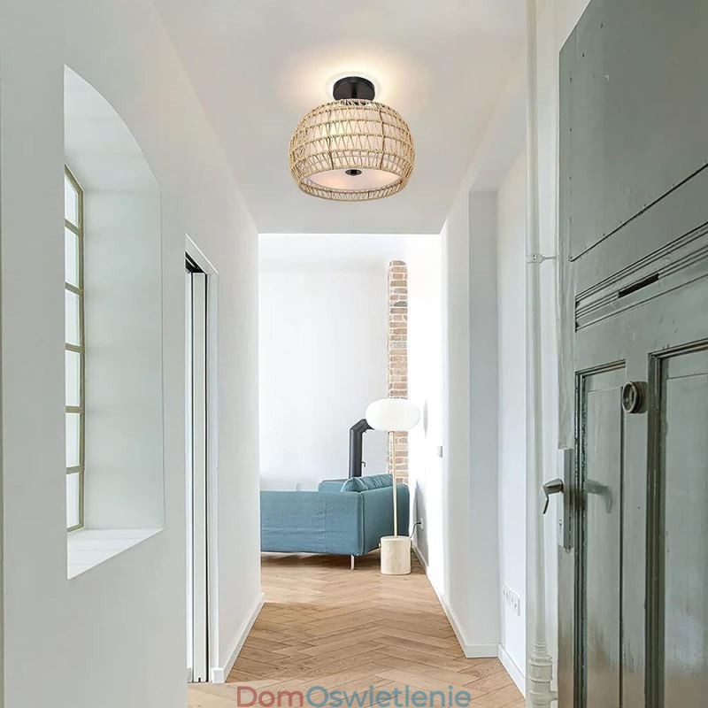 Abażur okrągły z tkaniny Paper Rope Flush Mount 32cm 3 światła