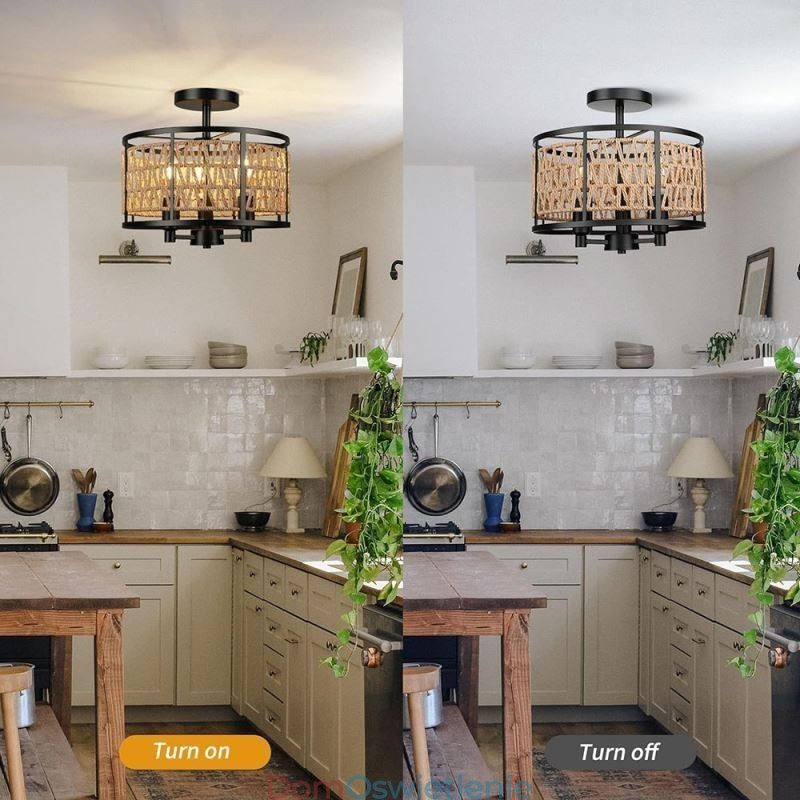 Retro lampa sufitowa czarna żelazna papierowa lampa sufitowa 3 światła