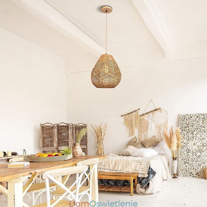 Lampa sufitowa Nordic Retro Natural Paper Rope ręcznie tkany abażur