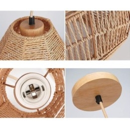 Lampa sufitowa Nordic Retro Natural Paper Rope ręcznie tkany abażur