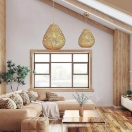 Lampa sufitowa Nordic Retro Natural Paper Rope ręcznie tkany abażur