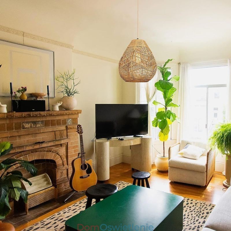 Lampa sufitowa Nordic Retro Natural Paper Rope ręcznie tkany abażur