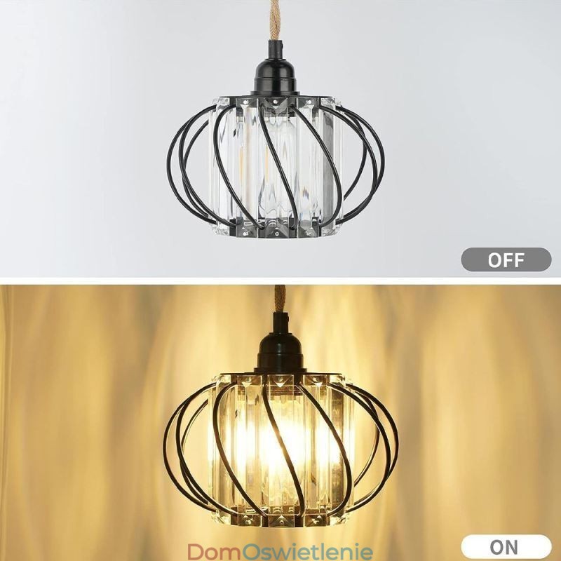 Retro Country Lampa sufitowa z konopnej liny, lampa wisząca przy łóżku z wtyczką
