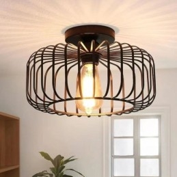 Prosta lampa sufitowa w kształcie klatki dla ptaków z żelaza