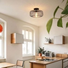 Prosta lampa sufitowa w kształcie klatki dla ptaków z żelaza