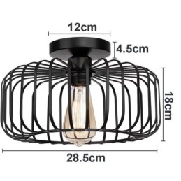 Prosta lampa sufitowa w kształcie klatki dla ptaków z żelaza