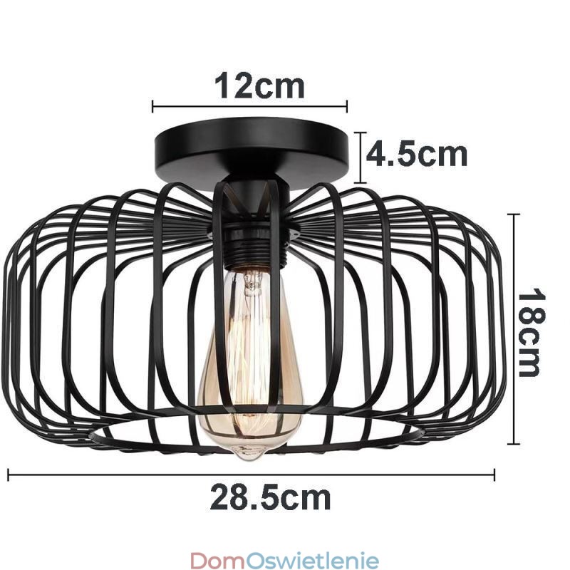 Prosta lampa sufitowa w kształcie klatki dla ptaków z żelaza
