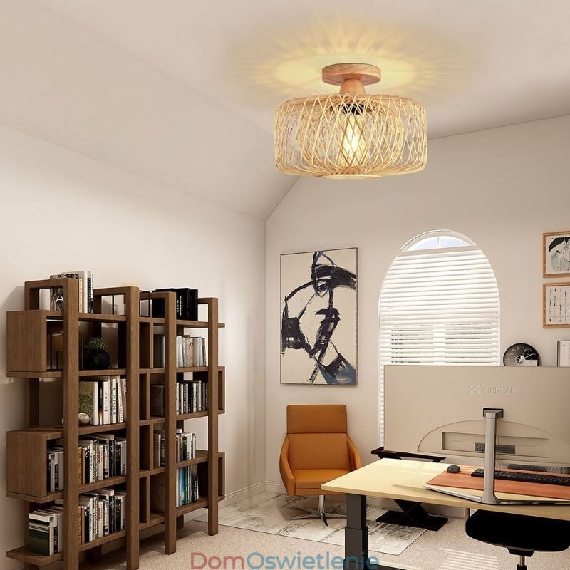 Retro dwuwarstwowa lampa sufitowa ręcznie tkany abażur bambusowy lampa sufitowa