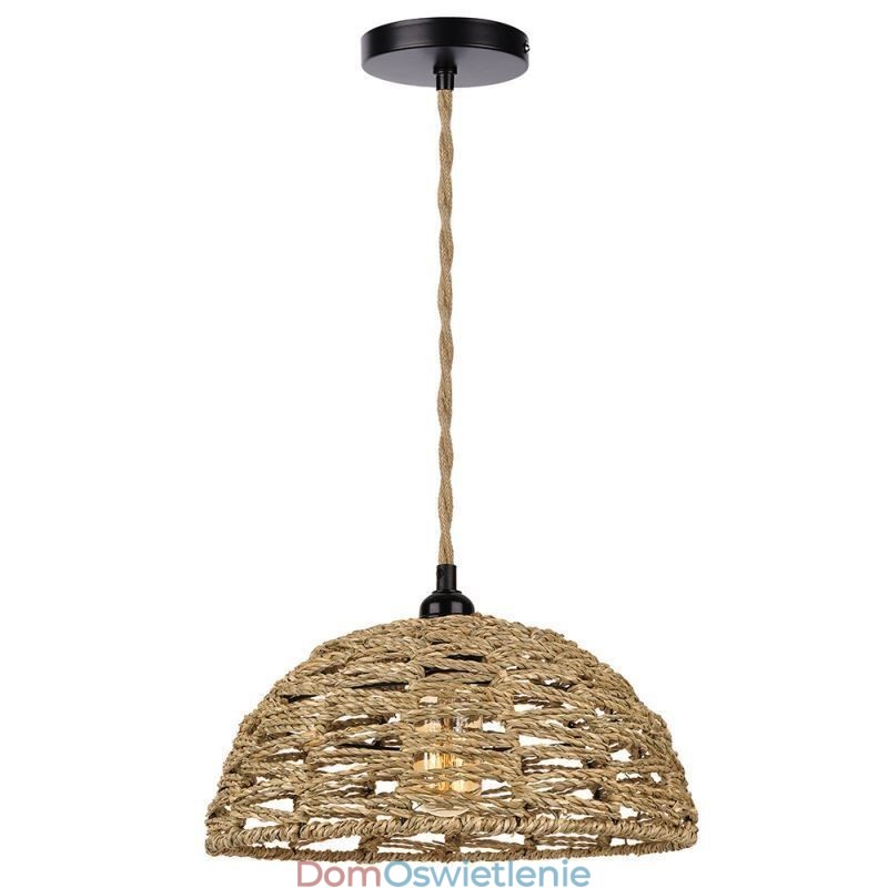 Lampa wisząca retro w stylu rustykalnym, ręcznie tkana, abażur z liny papierowej, 30 cm