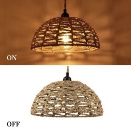 Lampa wisząca retro w stylu rustykalnym, ręcznie tkana, abażur z liny papierowej, 30 cm