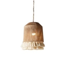 Rustykalna lampa wisząca w stylu boho, lampa sufitowa z frędzlami z liny konopnej