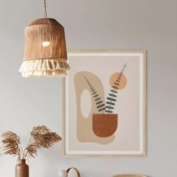 Rustykalna lampa wisząca w stylu boho, lampa sufitowa z frędzlami z liny konopnej
