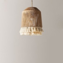 Rustykalna lampa wisząca w stylu boho, lampa sufitowa z frędzlami z liny konopnej