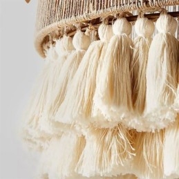Rustykalna lampa wisząca w stylu boho, lampa sufitowa z frędzlami z liny konopnej