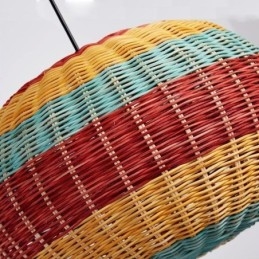 Bambus i rattan wisząca lampa kolorowy pasiasty odstęp ręcznie tkany abażur lampa sufitowa
