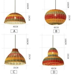Bambus i rattan wisząca lampa kolorowy pasiasty odstęp ręcznie tkany abażur lampa sufitowa