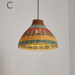 Bambus i rattan wisząca lampa kolorowy pasiasty odstęp ręcznie tkany abażur lampa sufitowa
