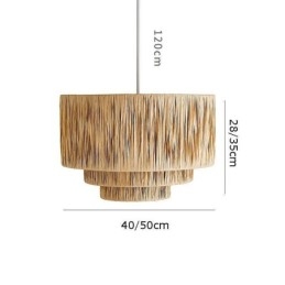 Wisząca lampa w stylu retro w stylu country, wielowarstwowa, abażur z papierowej liny, lampa sufitowa