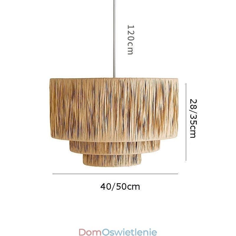 Wisząca lampa w stylu retro w stylu country, wielowarstwowa, abażur z papierowej liny, lampa sufitowa