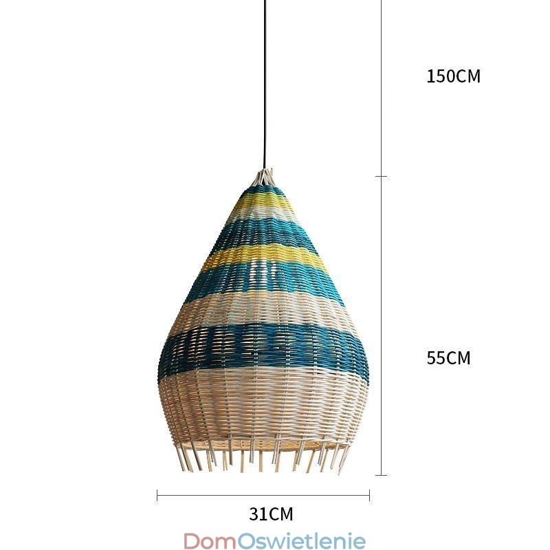 Lampa wisząca z bambusa i rattanu, abażur tkany ręcznie, lampa sufitowa w paski