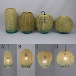 Wisząca lampa z papieru w stylu retro w stylu country w odcieniu niebieskiego