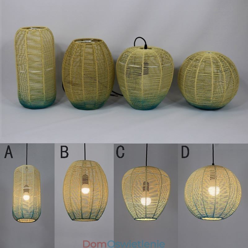Wisząca lampa z papieru w stylu retro w stylu country w odcieniu niebieskiego