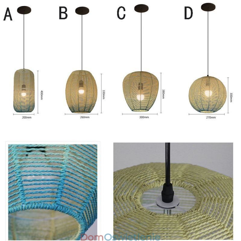Wisząca lampa z papieru w stylu retro w stylu country w odcieniu niebieskiego