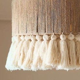 Retro lampa wisząca w stylu boho z frędzlami z liny konopnej