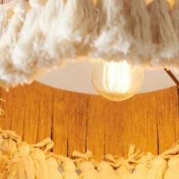 Retro lampa wisząca w stylu boho z frędzlami z liny konopnej
