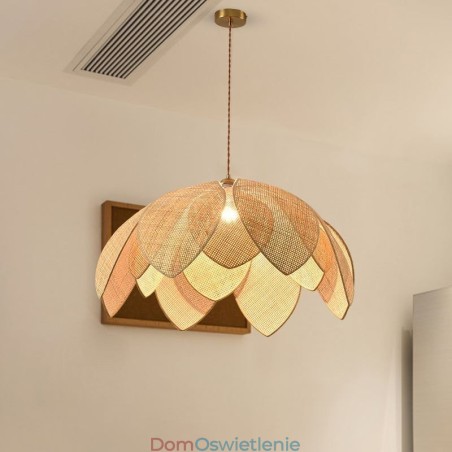 Wisząca lampa rattanowa Lotus Cafe Retro Rattan Art Ceiling Light Wisząca lampa rattanowa Lotus Cafe Retro Rattan Art Ceiling Light