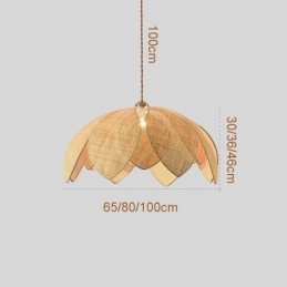 Wisząca lampa rattanowa Lotus Cafe Retro Rattan Art Ceiling Light