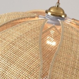 Wisząca lampa rattanowa Lotus Cafe Retro Rattan Art Ceiling Light