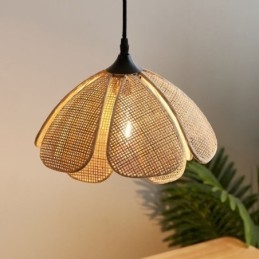 Lampa wisząca z rattanu Lampa sufitowa retro z rattanu