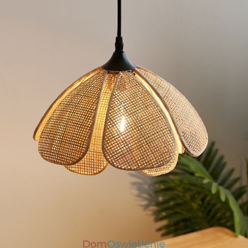 Lampa wisząca z rattanu Lampa sufitowa retro z rattanu