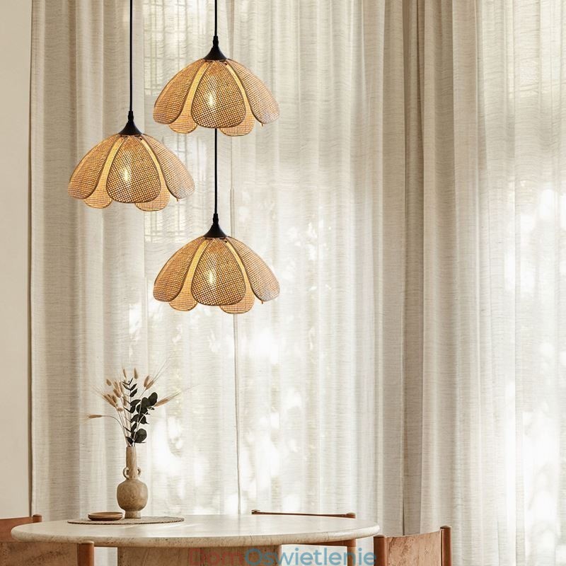 Lampa wisząca z rattanu Lampa sufitowa retro z rattanu