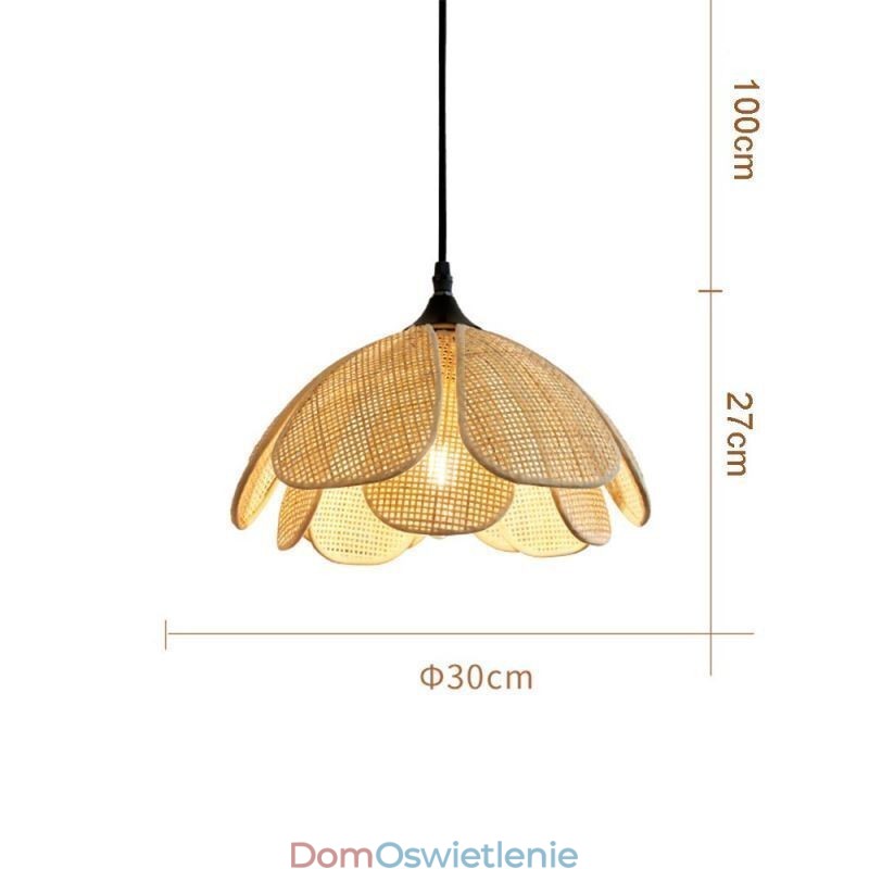 Lampa wisząca z rattanu Lampa sufitowa retro z rattanu
