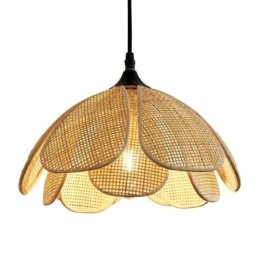 Lampa wisząca z rattanu Lampa sufitowa retro z rattanu