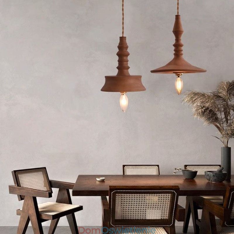 Wisząca lampa z drewna kauczukowego Ins Vintage wisząca lampa