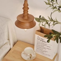 Wisząca lampa z drewna kauczukowego Ins Vintage wisząca lampa