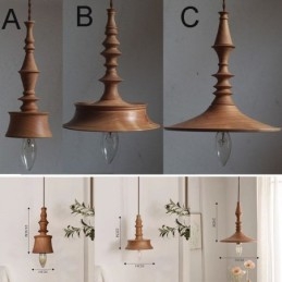 Wisząca lampa z drewna kauczukowego Ins Vintage wisząca lampa