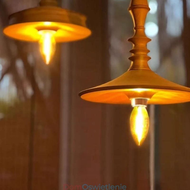 Wisząca lampa z drewna kauczukowego Ins Vintage wisząca lampa